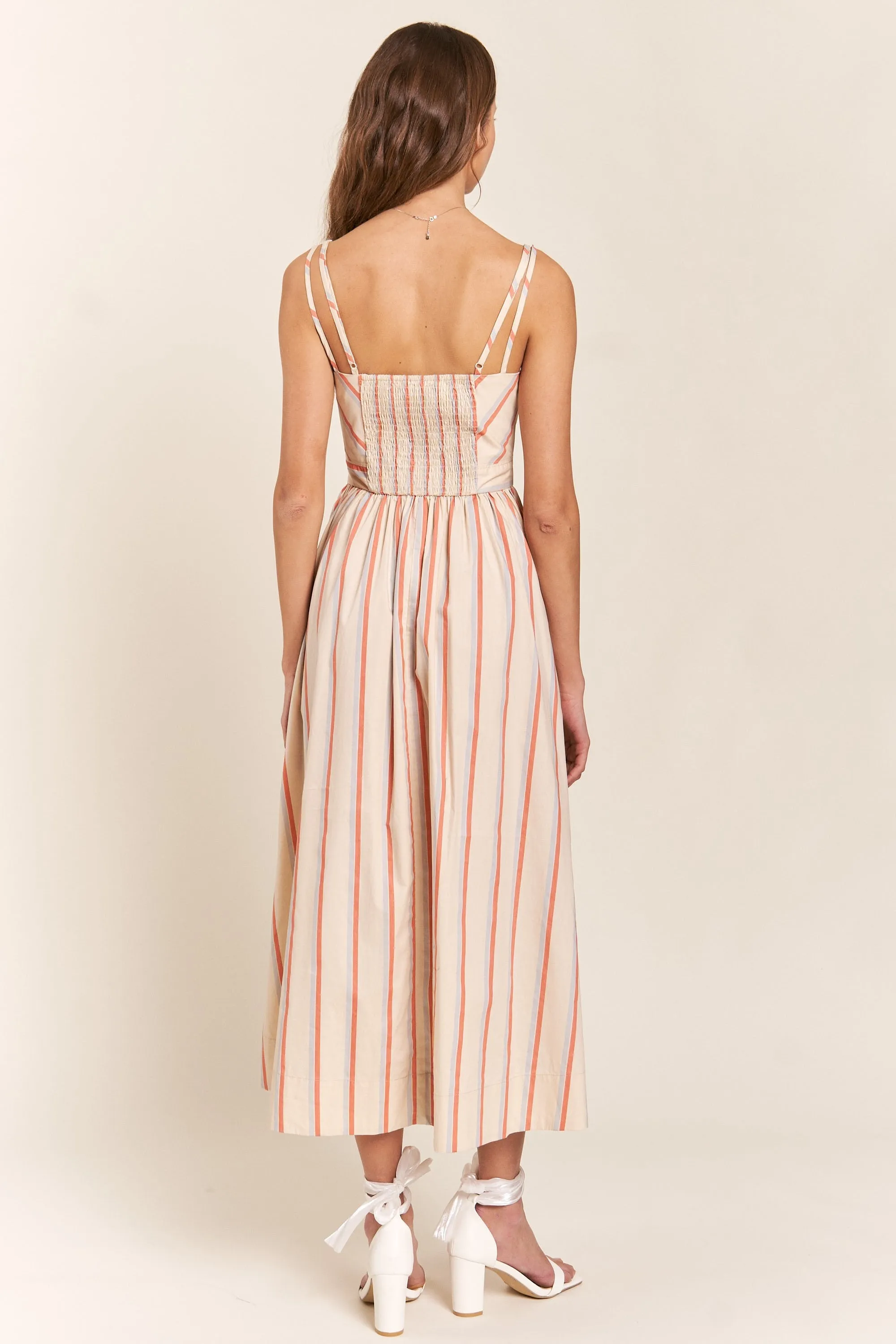 Coral Stripe Detaild Midi Dress sold by Pinkblush product image thumbnail 3