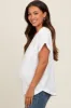 Ivory V-Neck Pocket Short Sleeve Maternity Shirt sold by Pinkblush