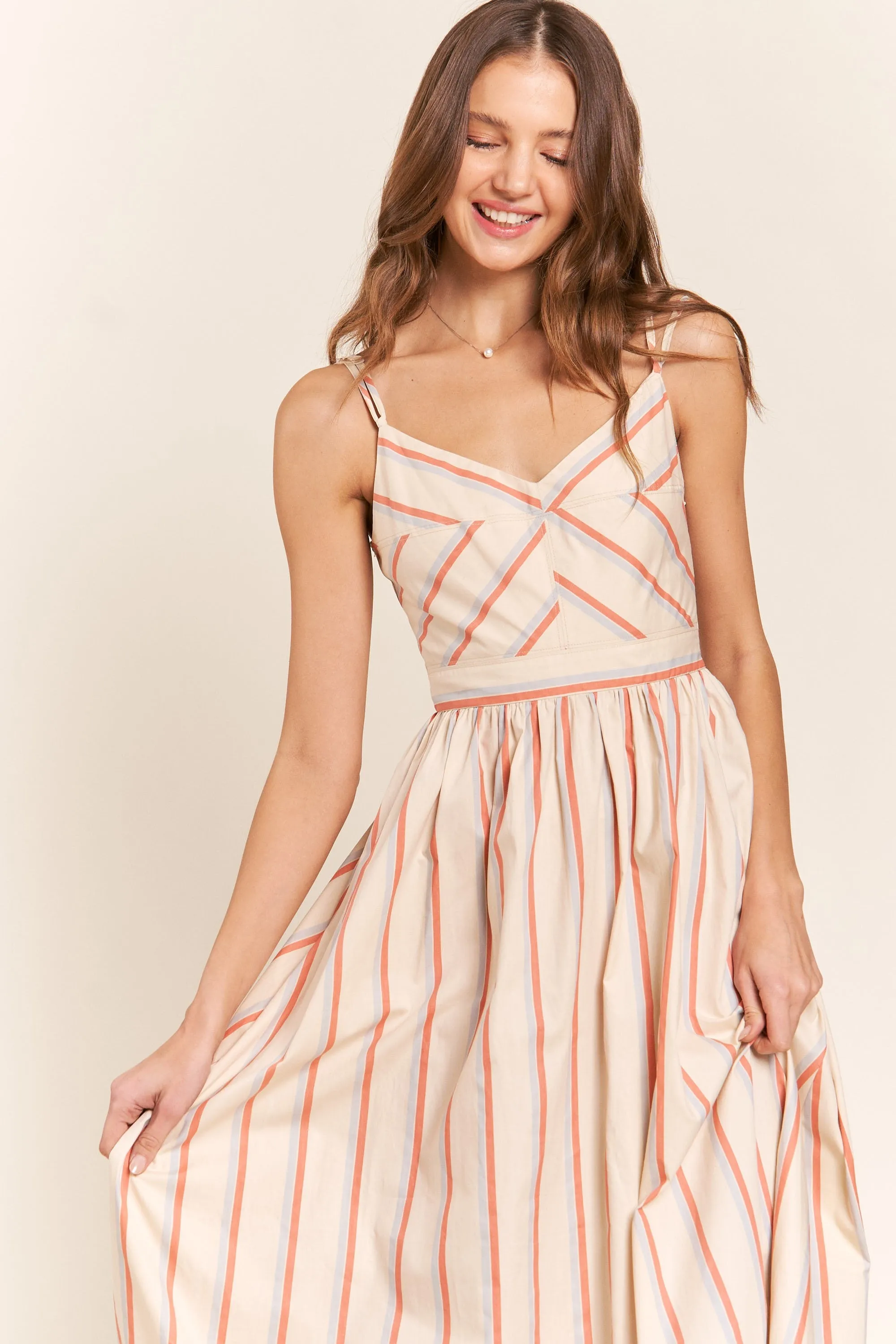 Coral Stripe Detaild Midi Dress sold by Pinkblush product image thumbnail 4