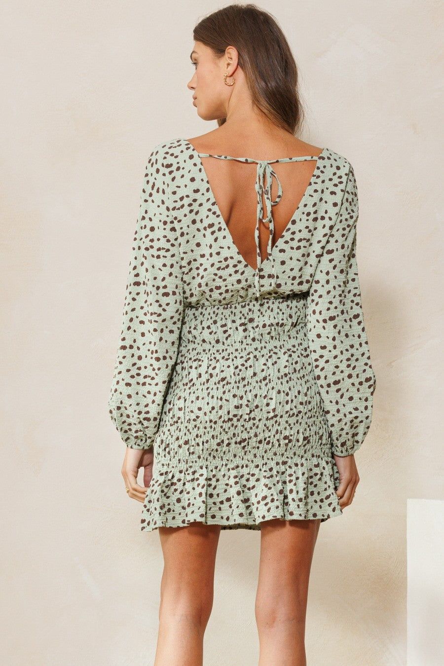 Sage Textured Dot Print Mini Dress sold by Pinkblush product image thumbnail 3