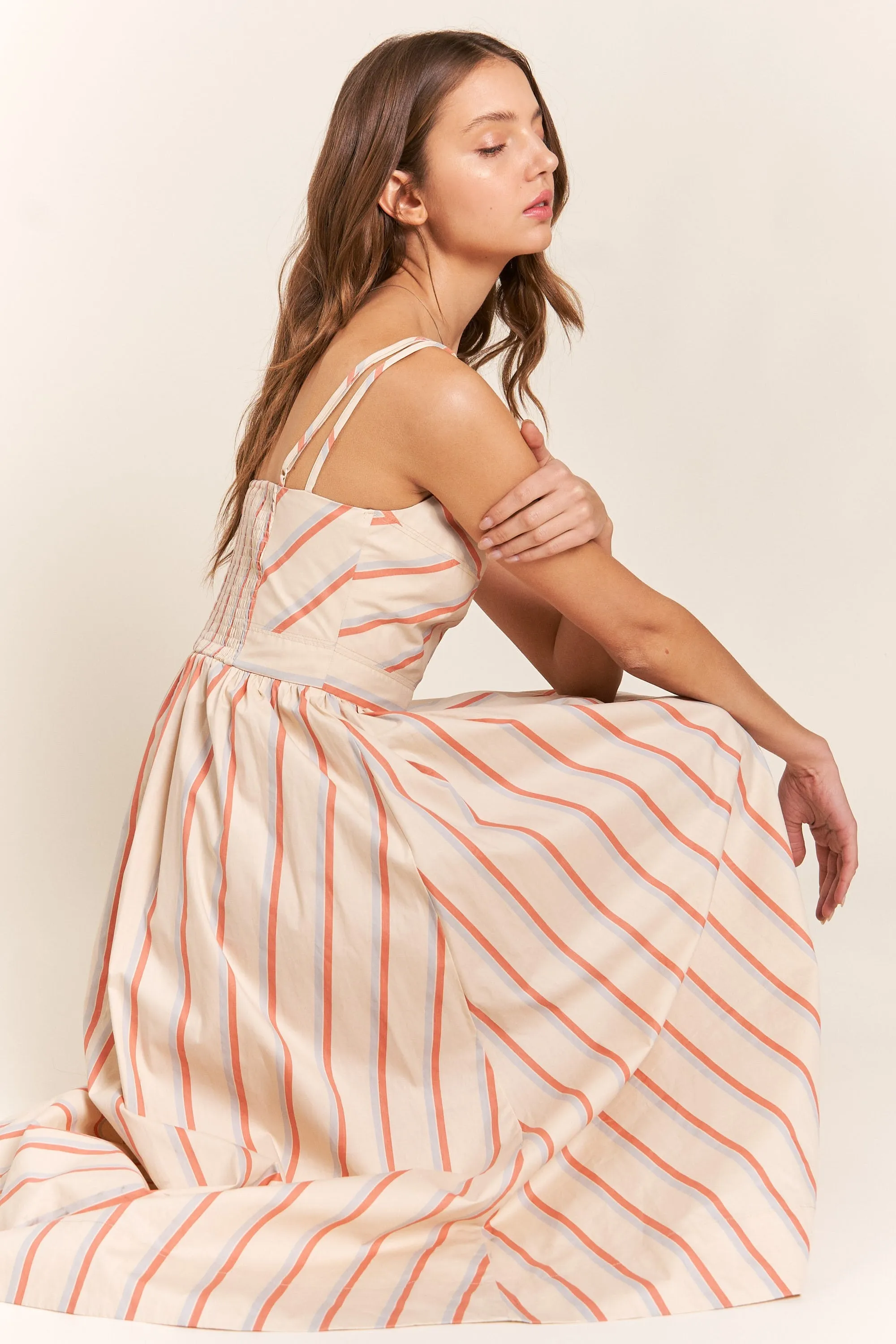 Coral Stripe Detaild Midi Dress sold by Pinkblush product image thumbnail 5