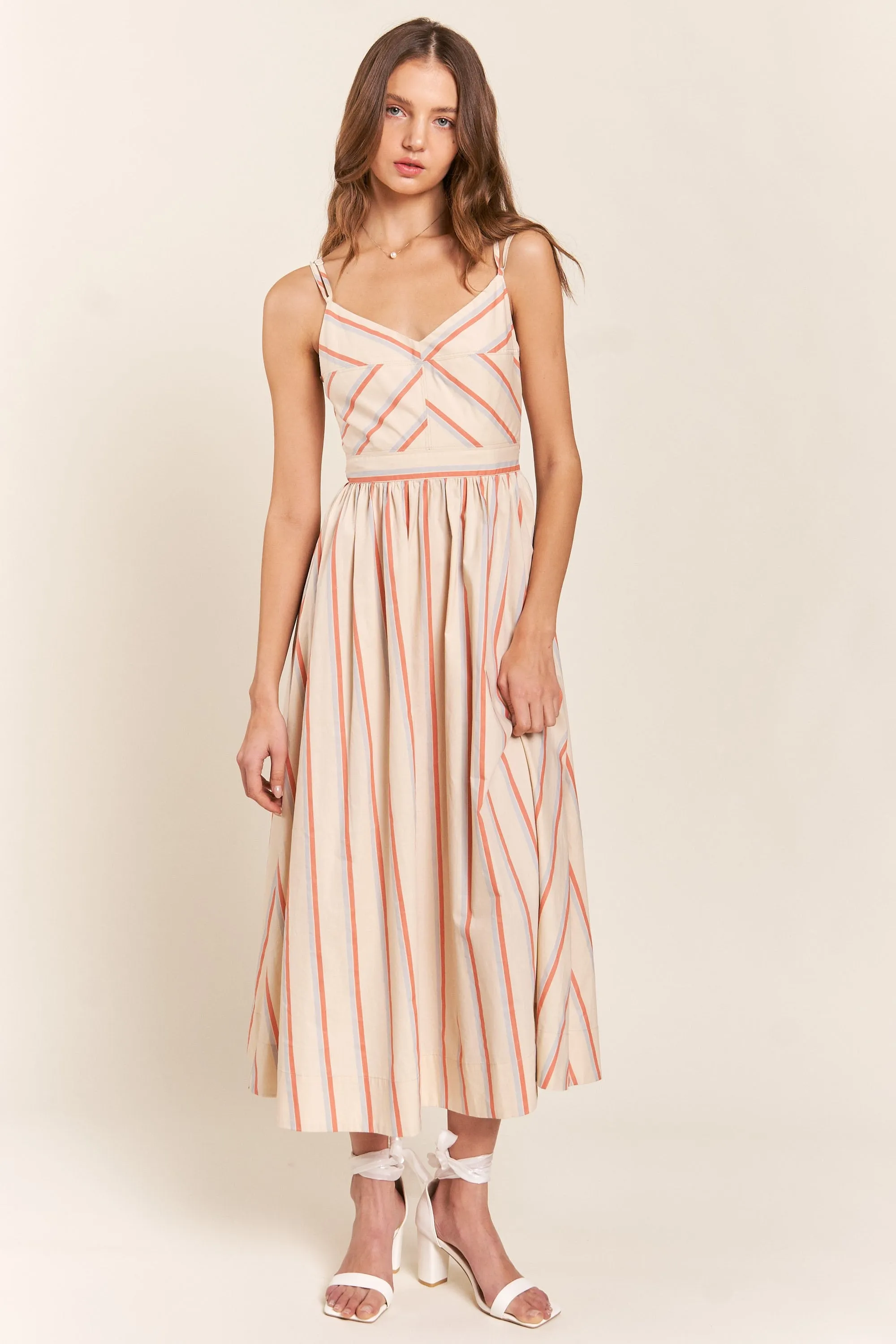 Coral Stripe Detaild Midi Dress sold by Pinkblush product image thumbnail 2