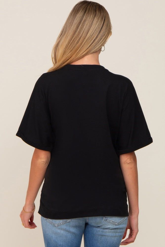 Black Oversized Rolled Short Sleeve Maternity Top sold by Pinkblush product image thumbnail 3