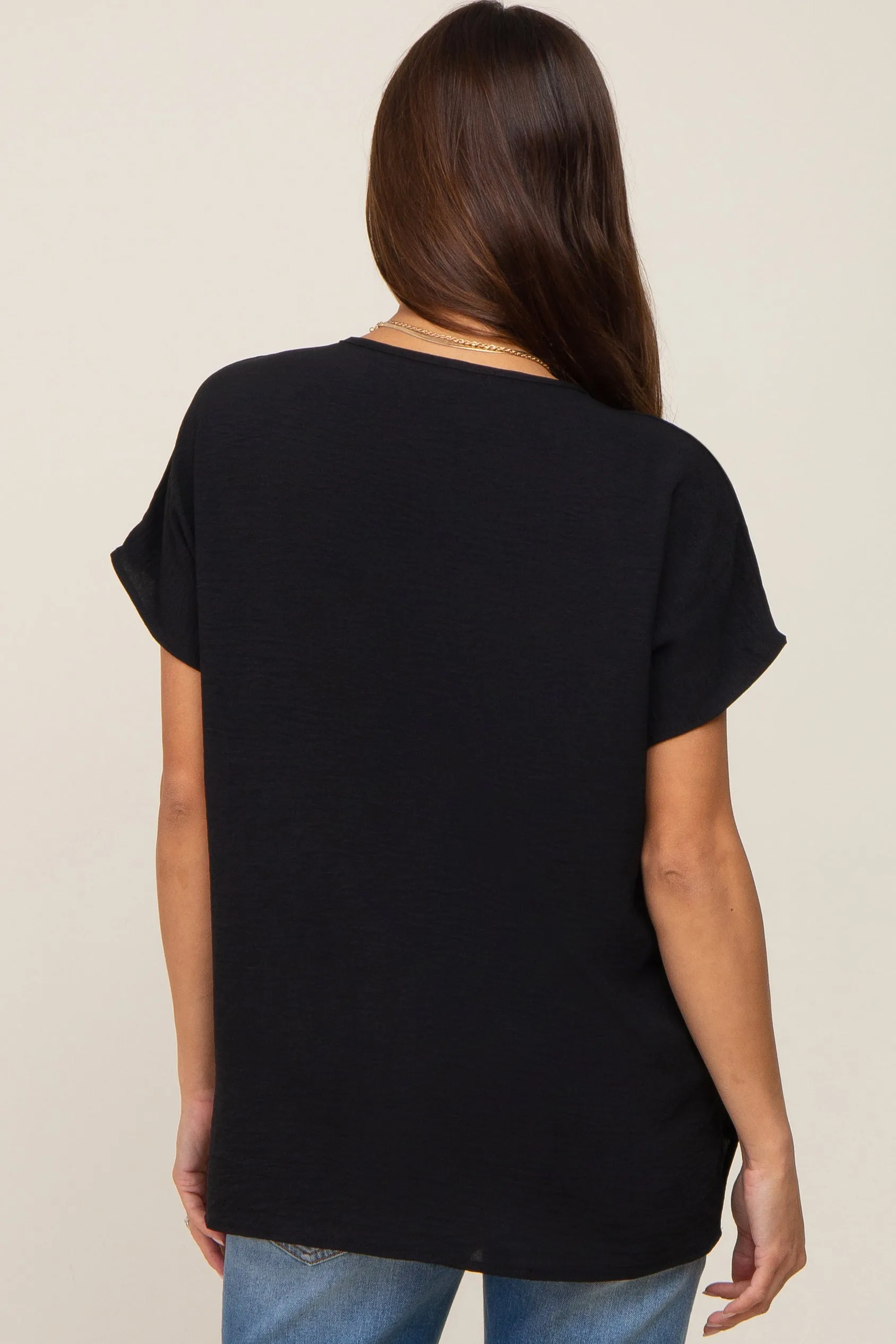 Black Oversized V-Neck Maternity Blouse sold by Pinkblush product image thumbnail 3