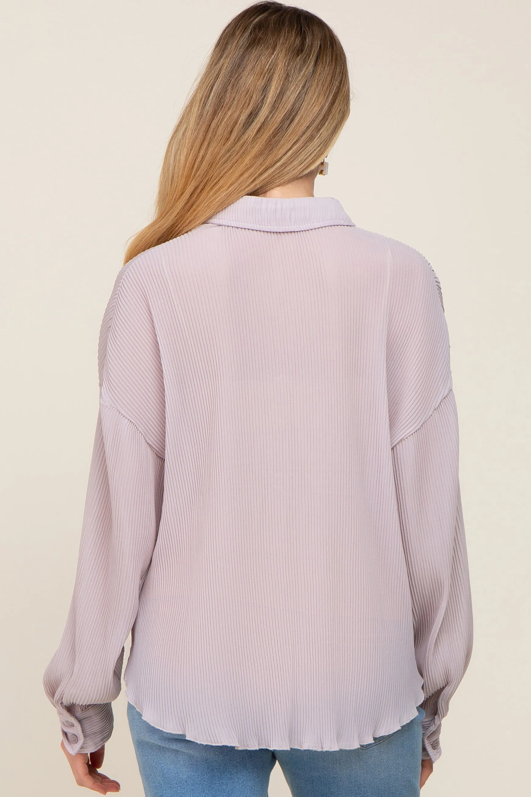 Light Grey Plisse Maternity Chiffon Blouse sold by Pinkblush product image thumbnail 3