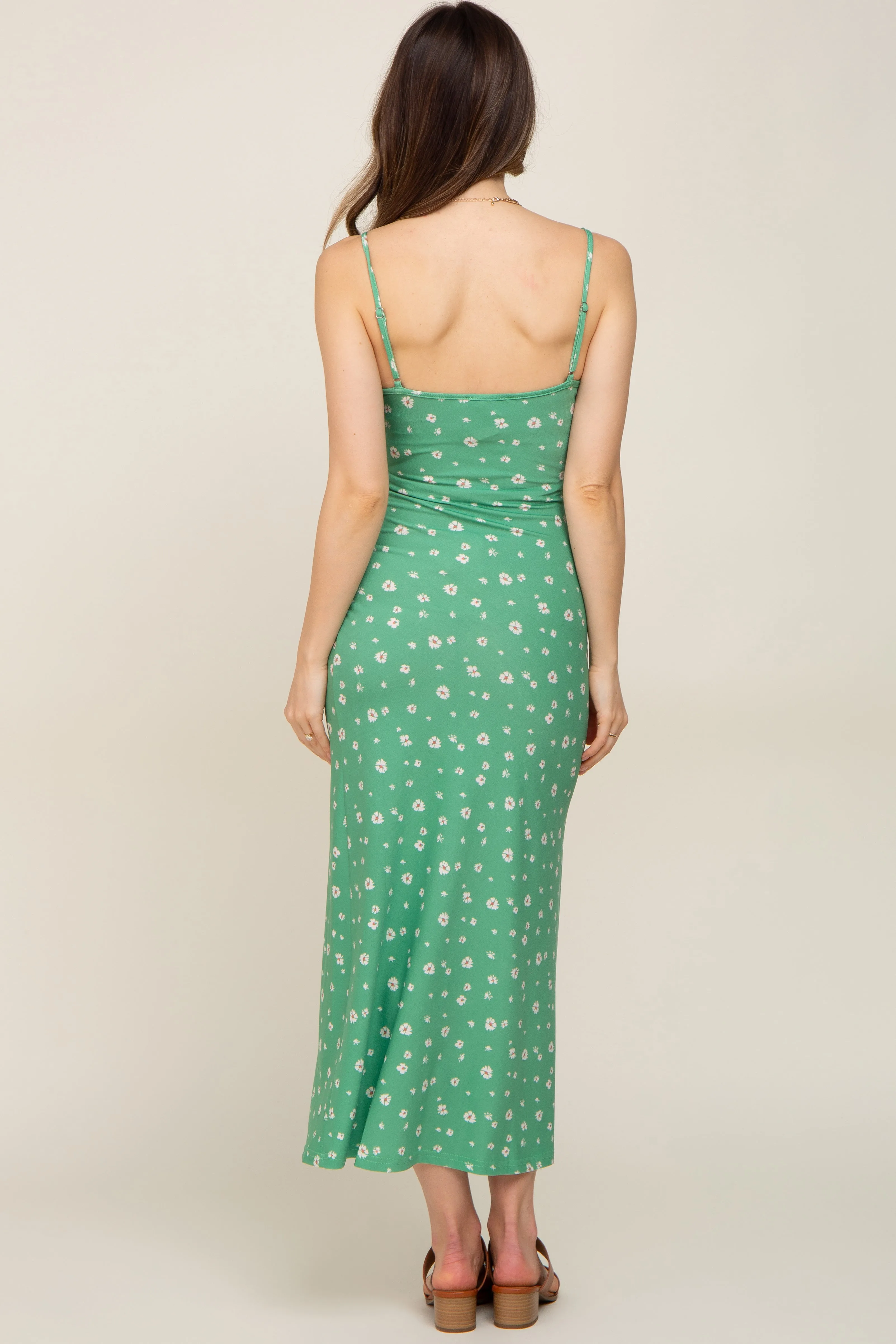 Green Floral Sleeveless Maternity Maxi Dress sold by Pinkblush product image thumbnail 3