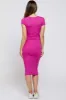 Fuchsia Rib Knit Short Sleeve Maternity Midi Dress sold by Pinkblush