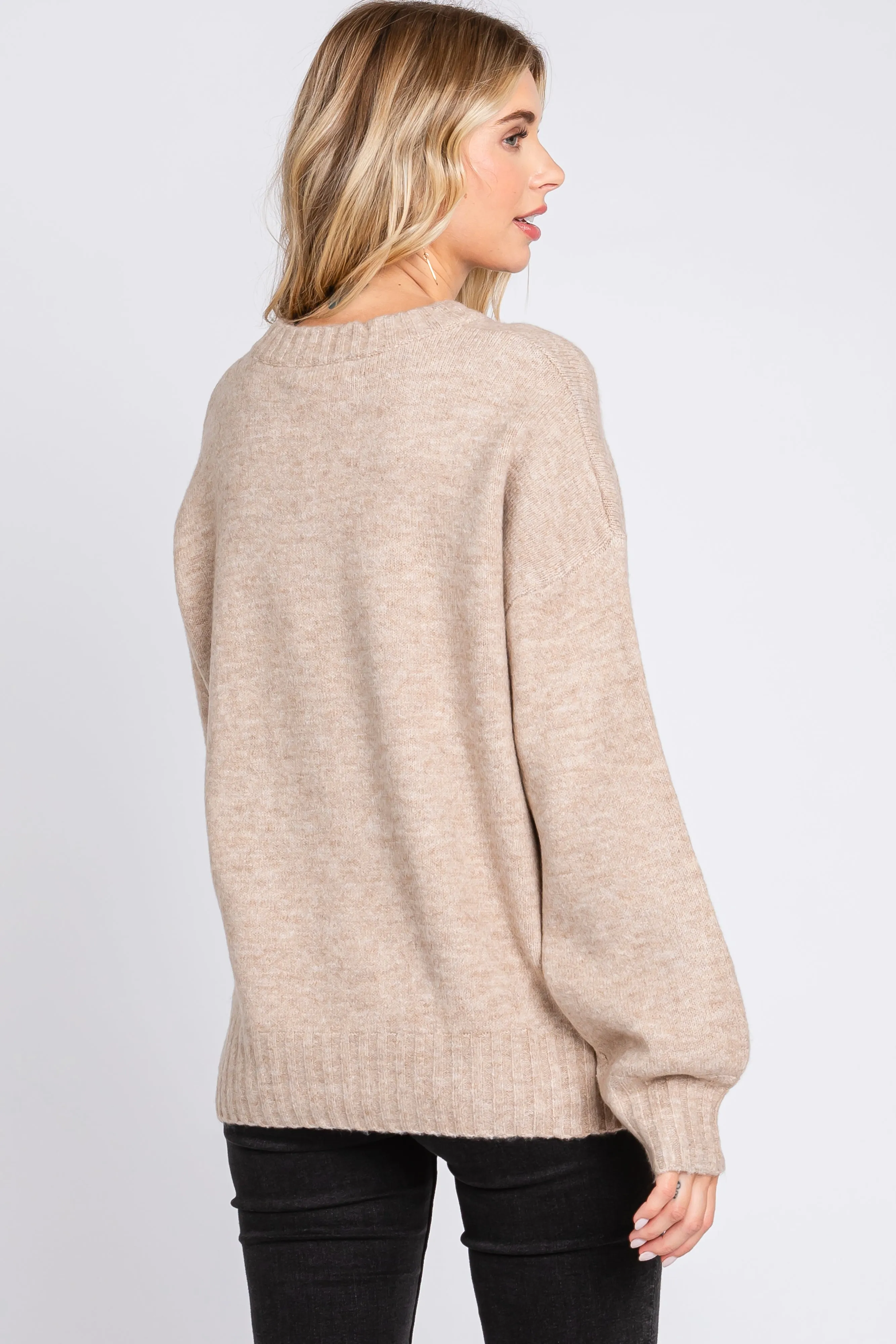 Taupe Ribbed Cuff Sweater sold by Pinkblush product image thumbnail 3