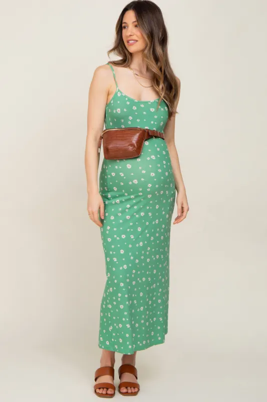 Green Floral Sleeveless Maternity Maxi Dress sold by Pinkblush