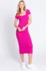Fuchsia Rib Knit Short Sleeve Maternity Midi Dress sold by Pinkblush