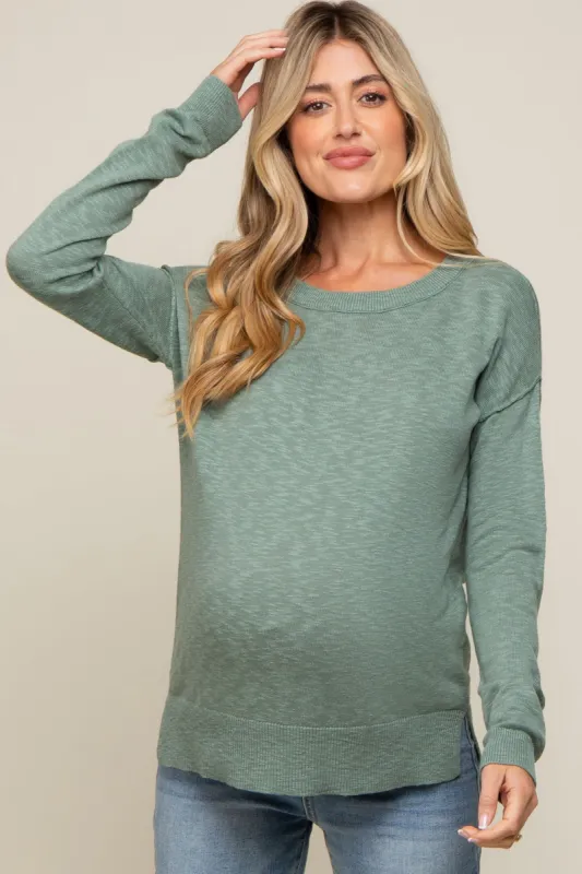 Mint Green Knit Long Sleeve Maternity Top sold by Pinkblush