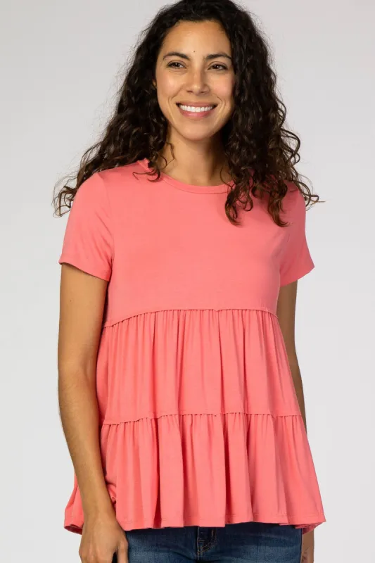 Coral Tiered Top sold by Pinkblush
