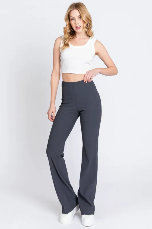 Charcoal Ribbed Flared Leggings sold by Pinkblush