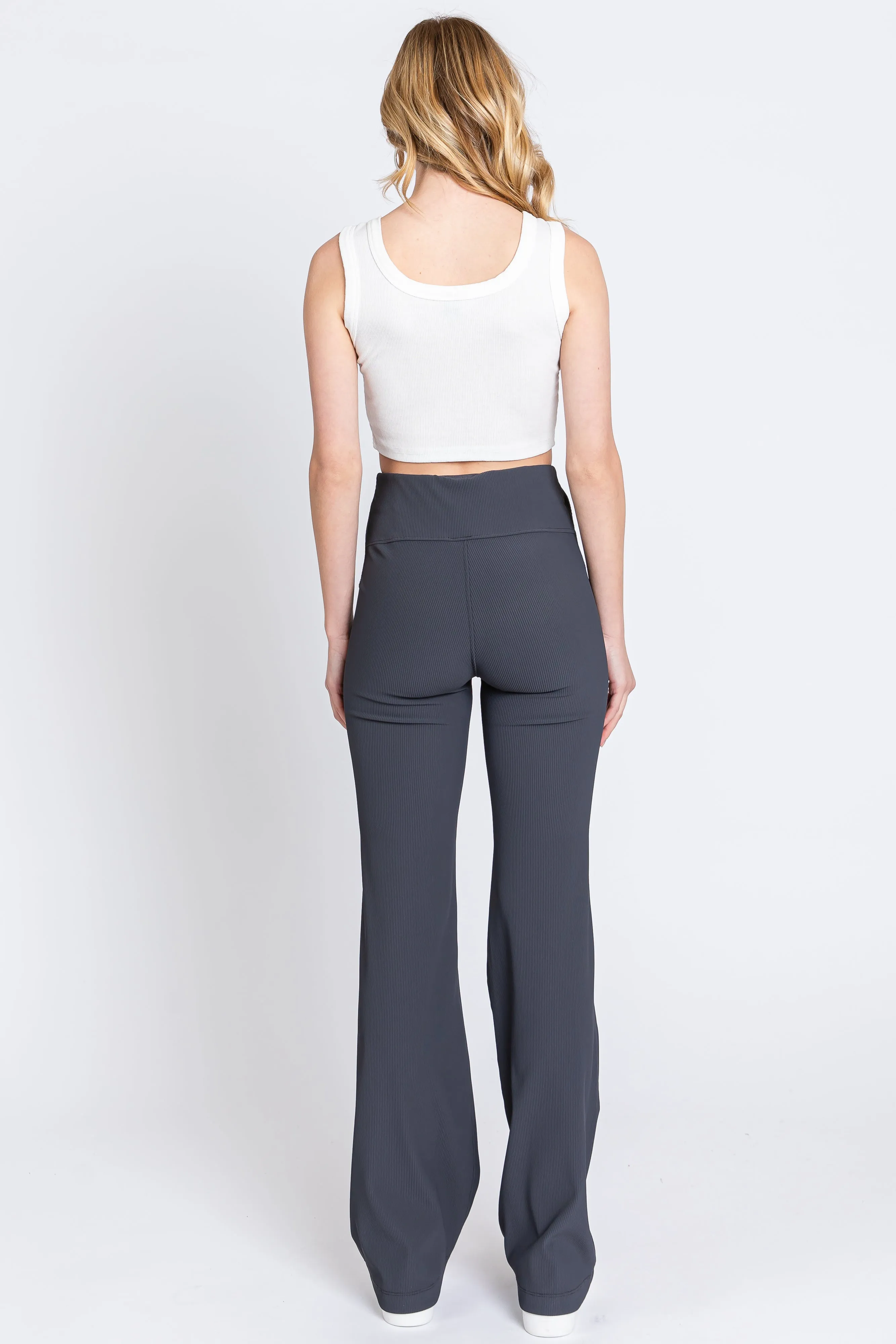 Charcoal Ribbed Flared Leggings sold by Pinkblush product image thumbnail 3