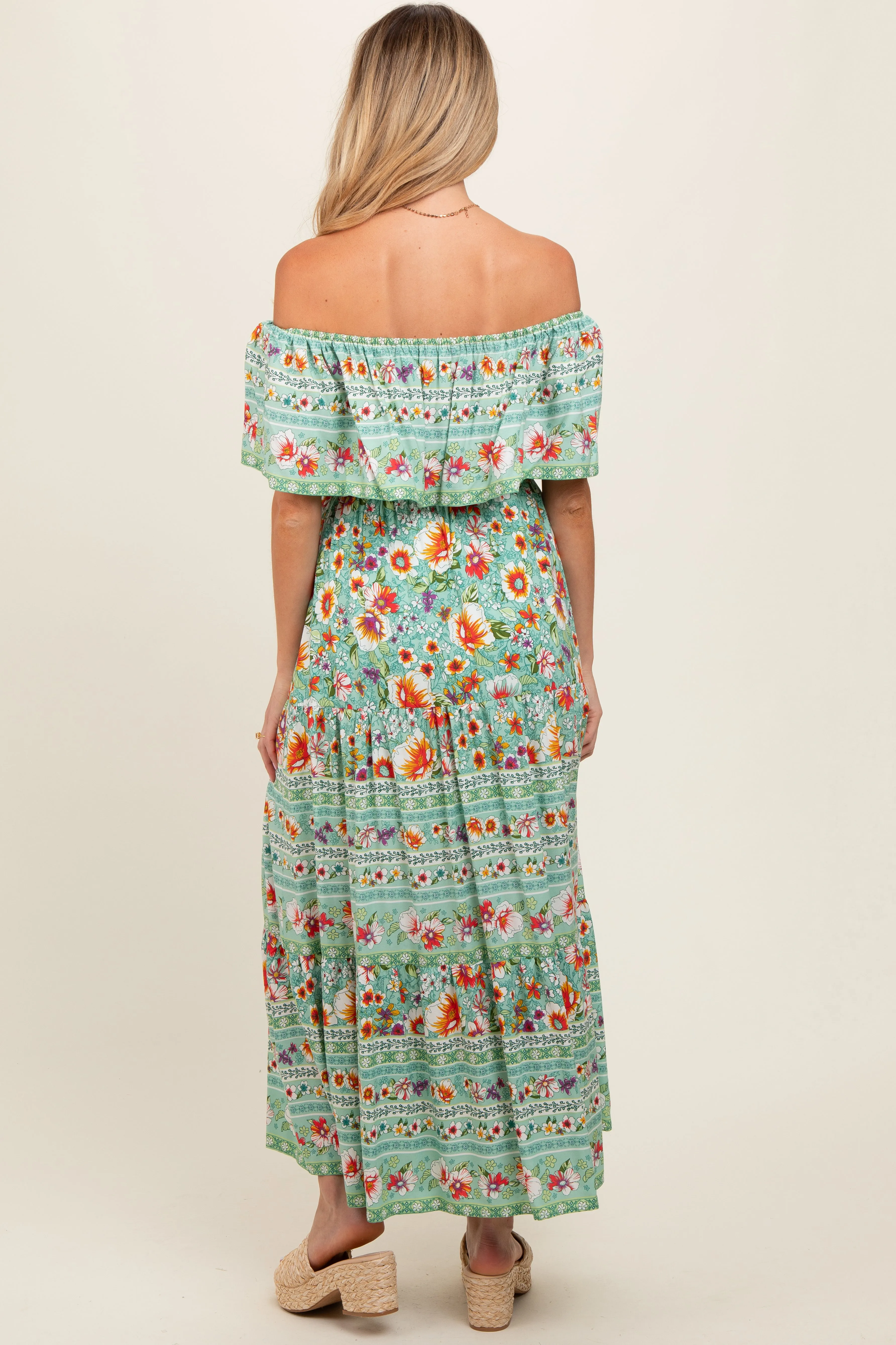 Jade Floral Off Shoulder Maternity Maxi Dress sold by Pinkblush product image thumbnail 4