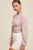 Mauve Long Sleeve Cropped Knit Top With Contrast Tie sold by Pinkblush