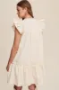 Cream Button Down Dress With Ruffle Sleeves sold by Pinkblush