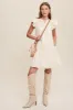 Cream Button Down Dress With Ruffle Sleeves sold by Pinkblush