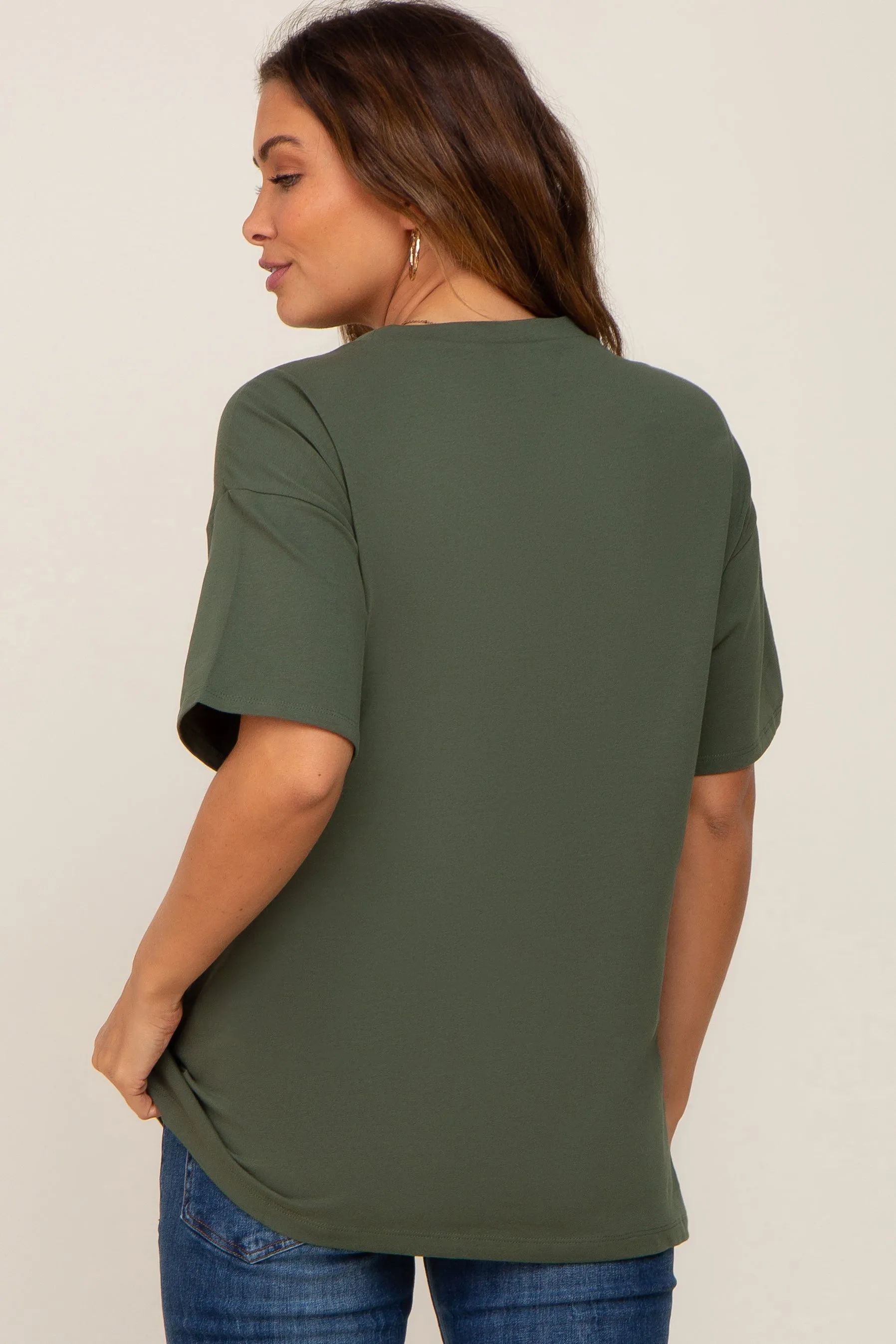 Olive Oversized Basic Maternity Tee sold by Pinkblush product image thumbnail 4