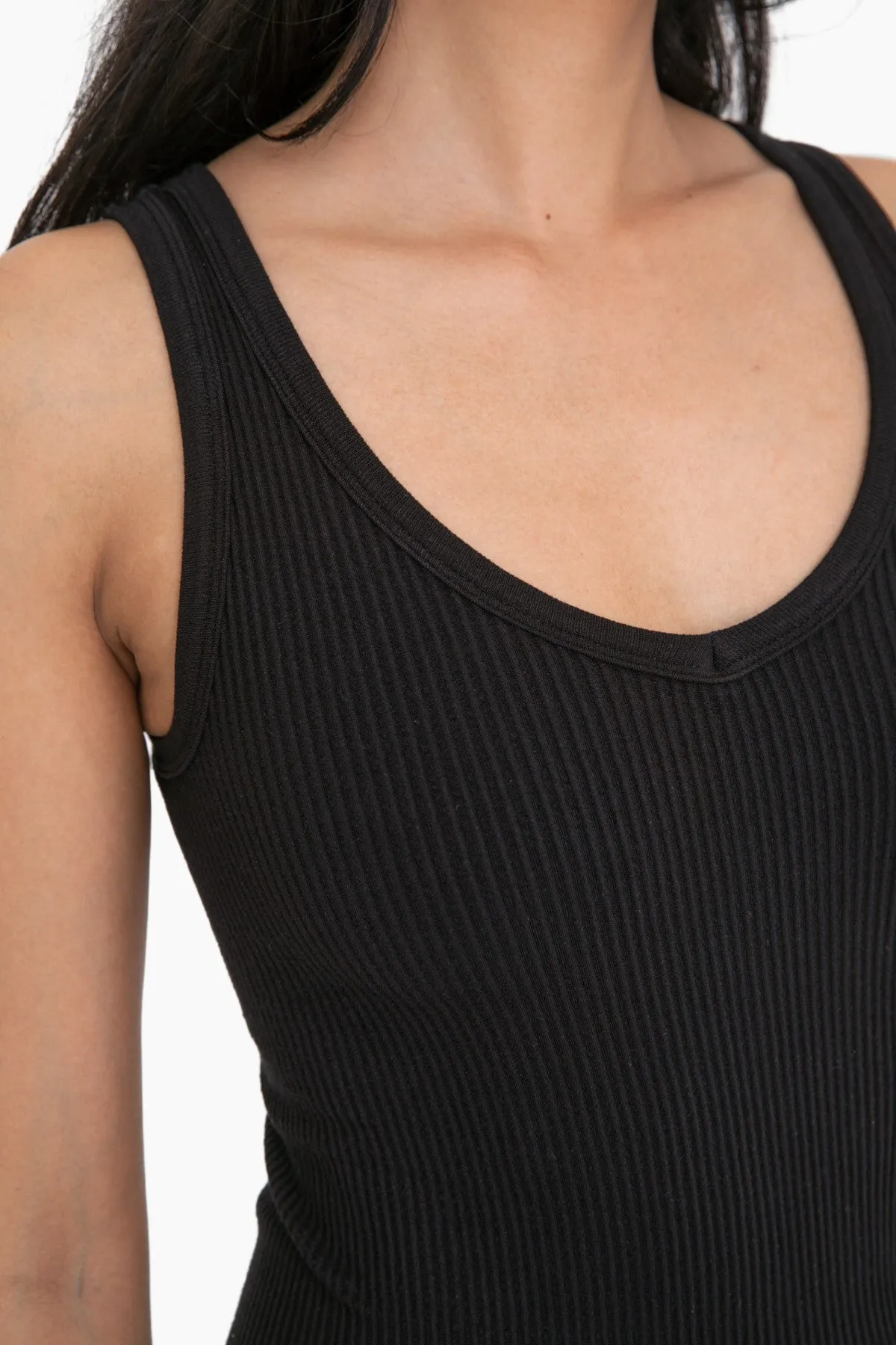 Black Ribbed Sleeveless Fitted Romper sold by Pinkblush product image thumbnail 4