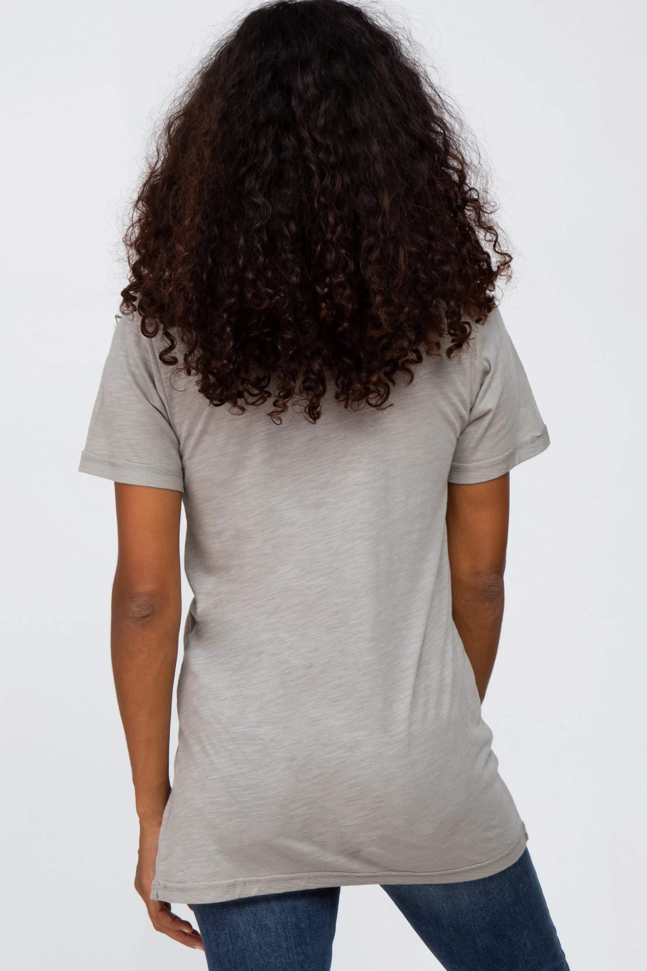 Heather Grey V-Neck T Shirt sold by Pinkblush product image thumbnail 3