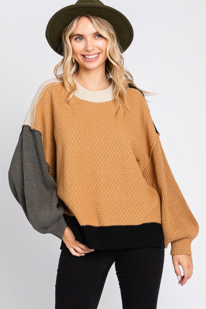 Camel Multicolor Colorblock Maternity Sweater sold by Pinkblush product image thumbnail 5