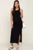Black Ribbed Maternity Side Slit Tank Dress sold by Pinkblush