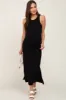 Black Ribbed Maternity Side Slit Tank Dress sold by Pinkblush