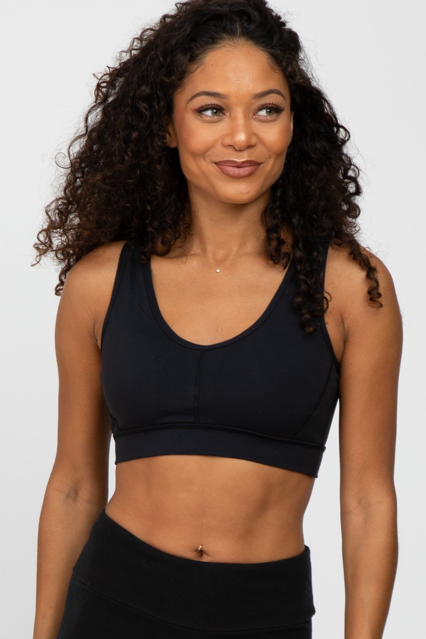 Black Triangle Cut Out Sports Bra sold by Pinkblush