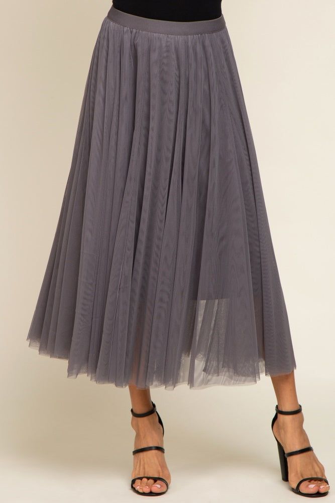 Charcoal Tulle Midi Skirt sold by Pinkblush product image thumbnail 2