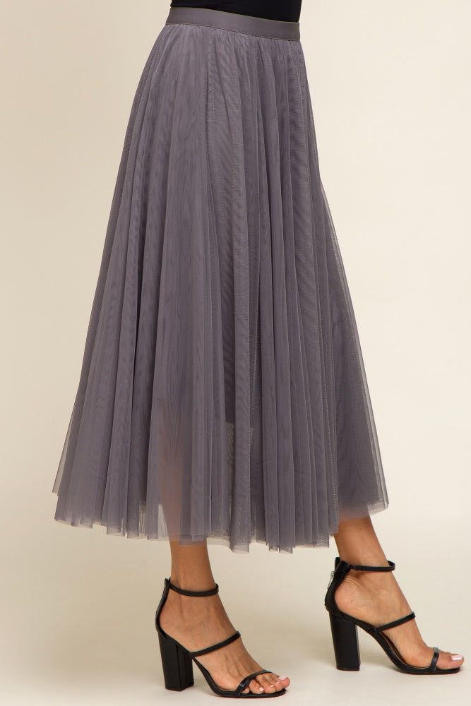 Charcoal Tulle Midi Skirt sold by Pinkblush product image thumbnail 3