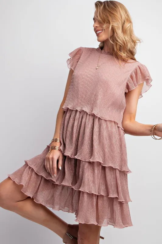 Blush Metallic Chiffon Ruffled Dress sold by Pinkblush