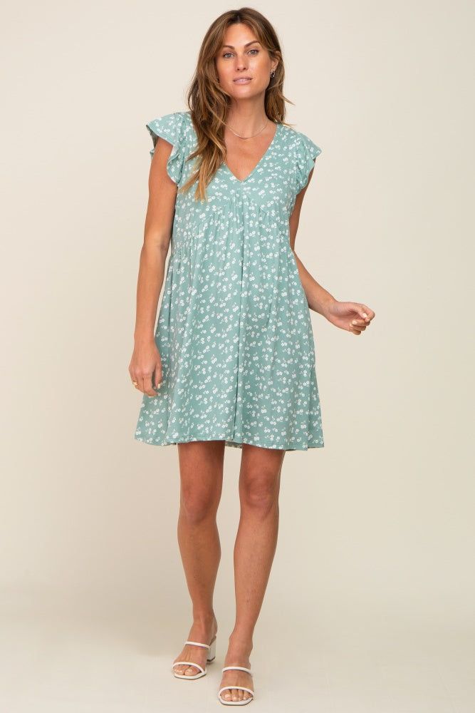 Mint Green Floral Flounce Dress sold by Pinkblush product image thumbnail 4