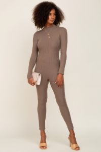 Taupe Ribbed Maternity Jumpsiut sold by Pinkblush