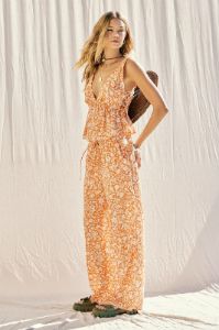 Orange Printed Top And Pants Set sold by Pinkblush