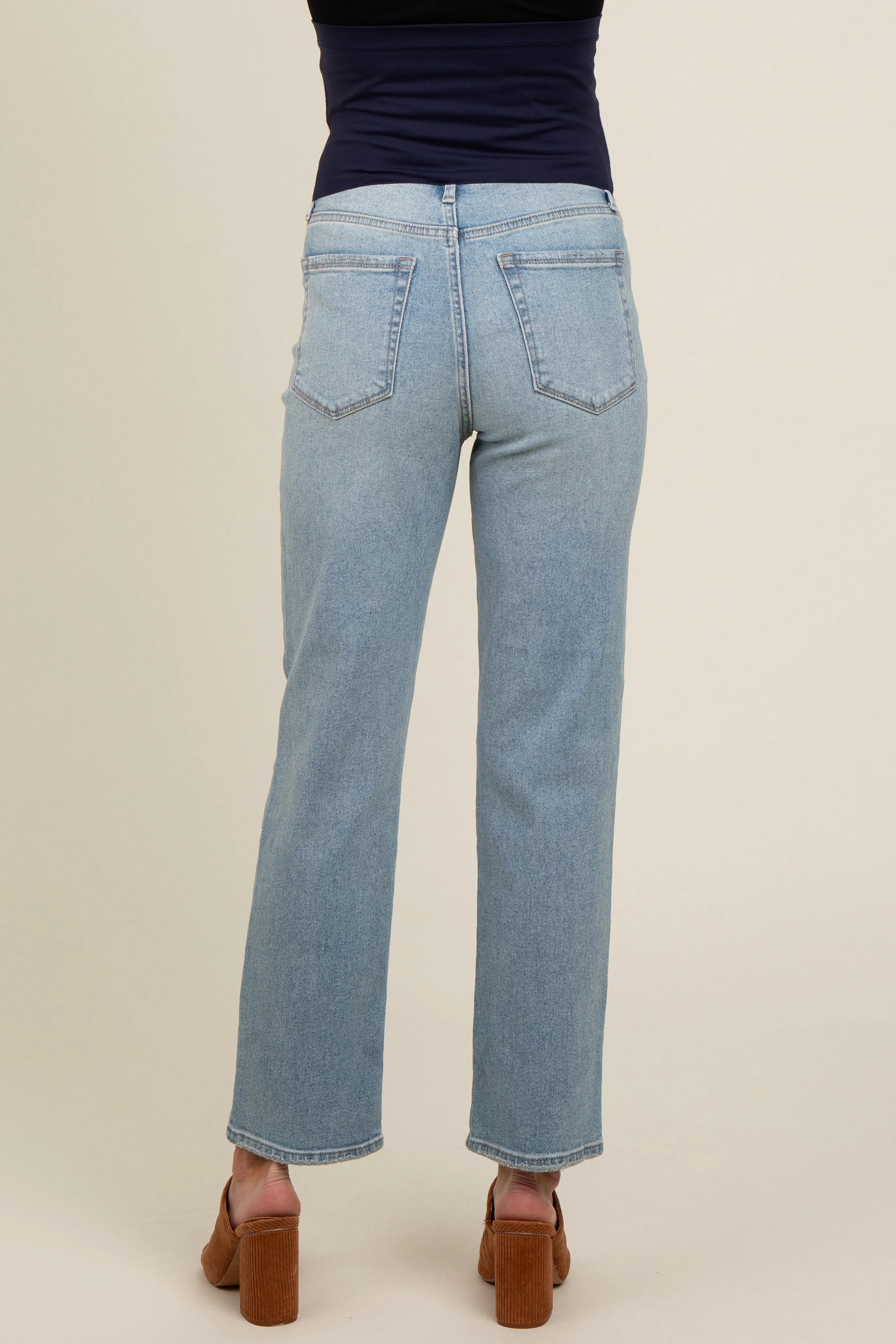 Light Blue Basic Straight Leg Maternity Jeans sold by Pinkblush product image thumbnail 4