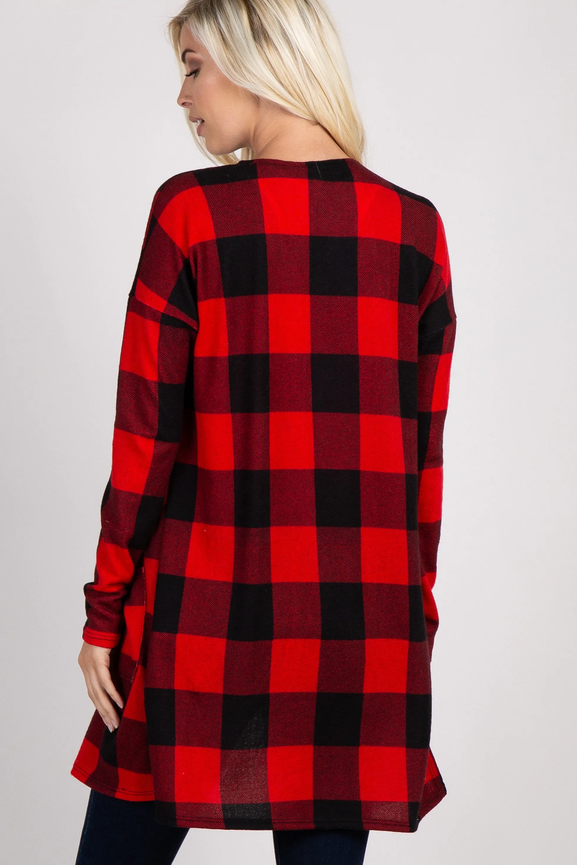 Red Plaid Long Sleeve Cardigan sold by Pinkblush product image thumbnail 3