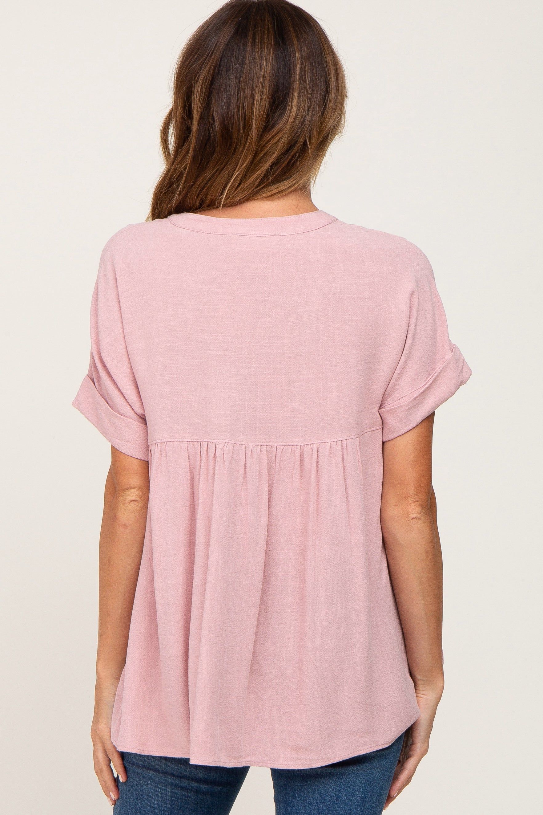 Pink Split Hem Cuffed Top sold by Pinkblush product image thumbnail 3