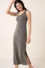 Charcoal Ribbed Side Slit Maxi Dress sold by Pinkblush