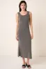 Charcoal Ribbed Side Slit Maxi Dress sold by Pinkblush