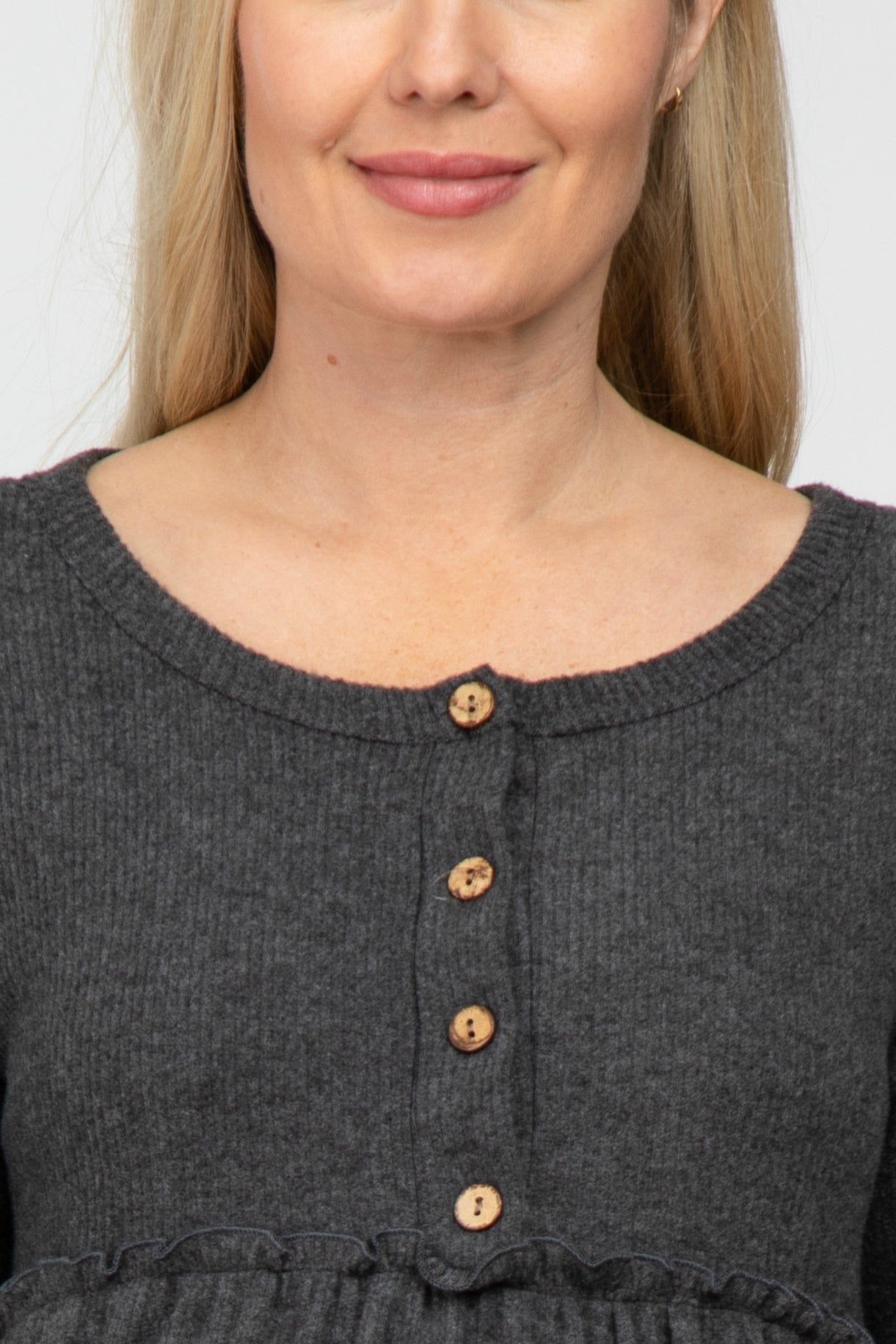 Charcoal Brushed Rib Button Accent Maternity Dress sold by Pinkblush product image thumbnail 5