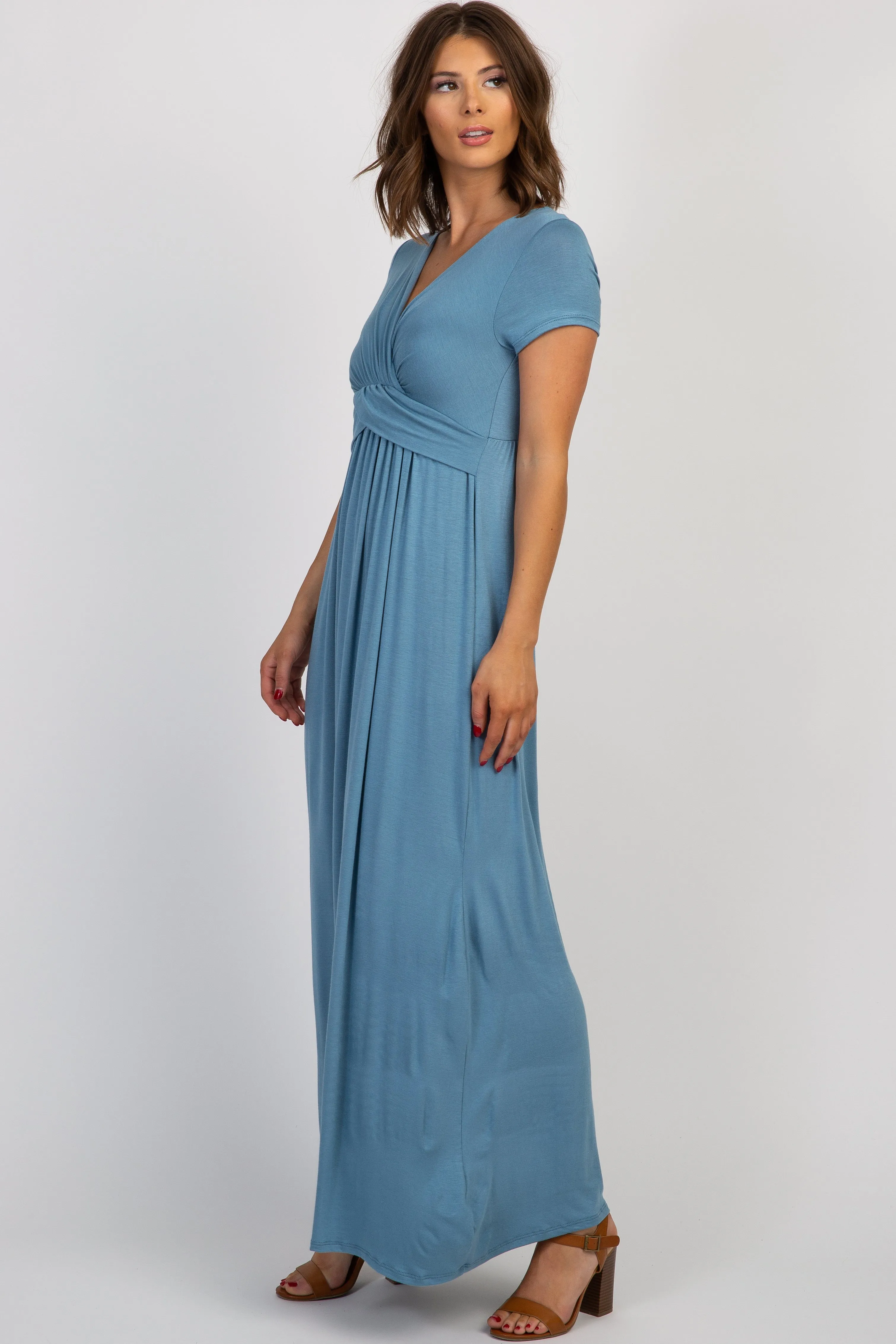 PinkBlush Blue Draped Nursing Maxi Dress sold by Pinkblush product image thumbnail 2