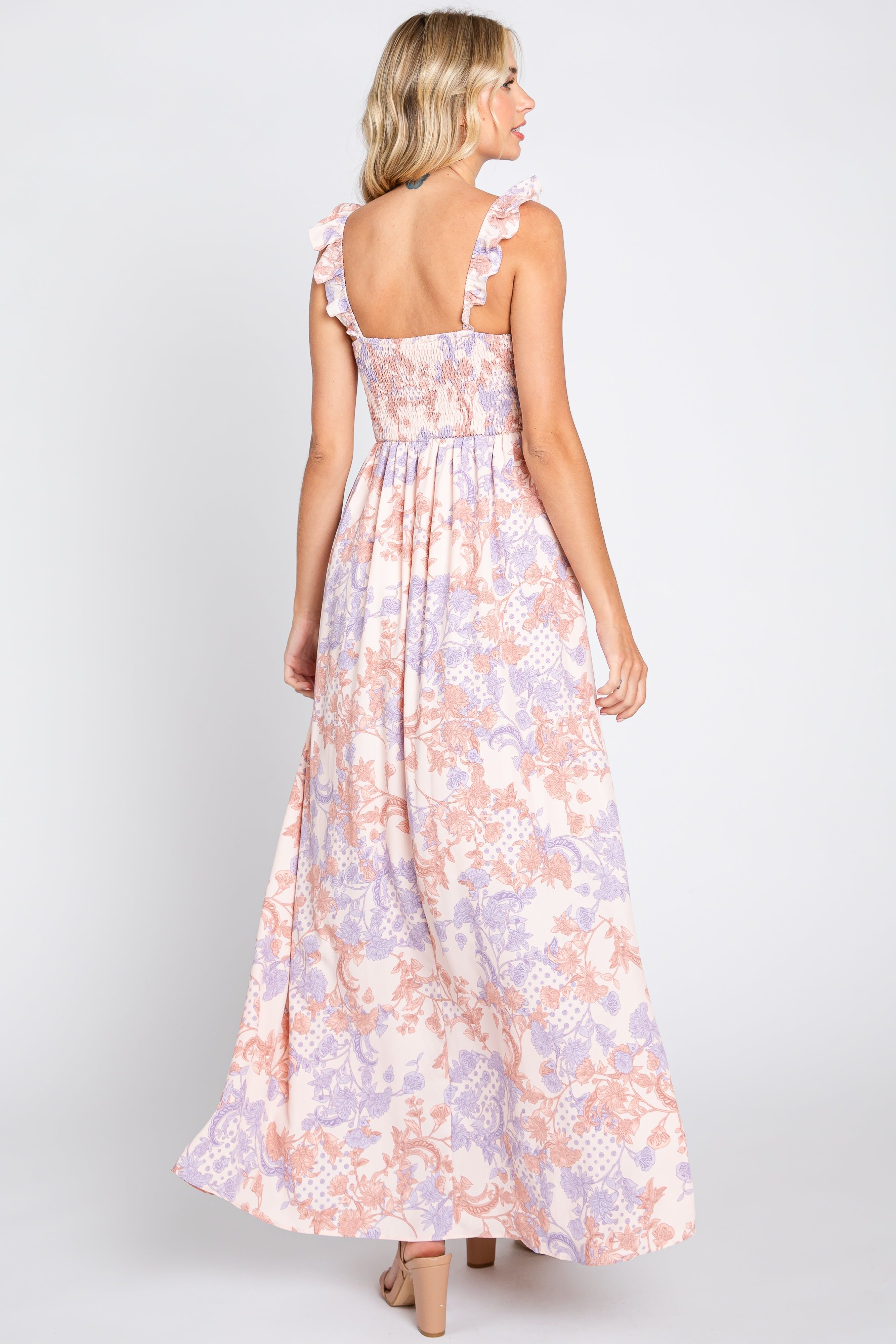 Light Pink Floral Sleeveless Maxi Dress sold by Pinkblush product image thumbnail 3
