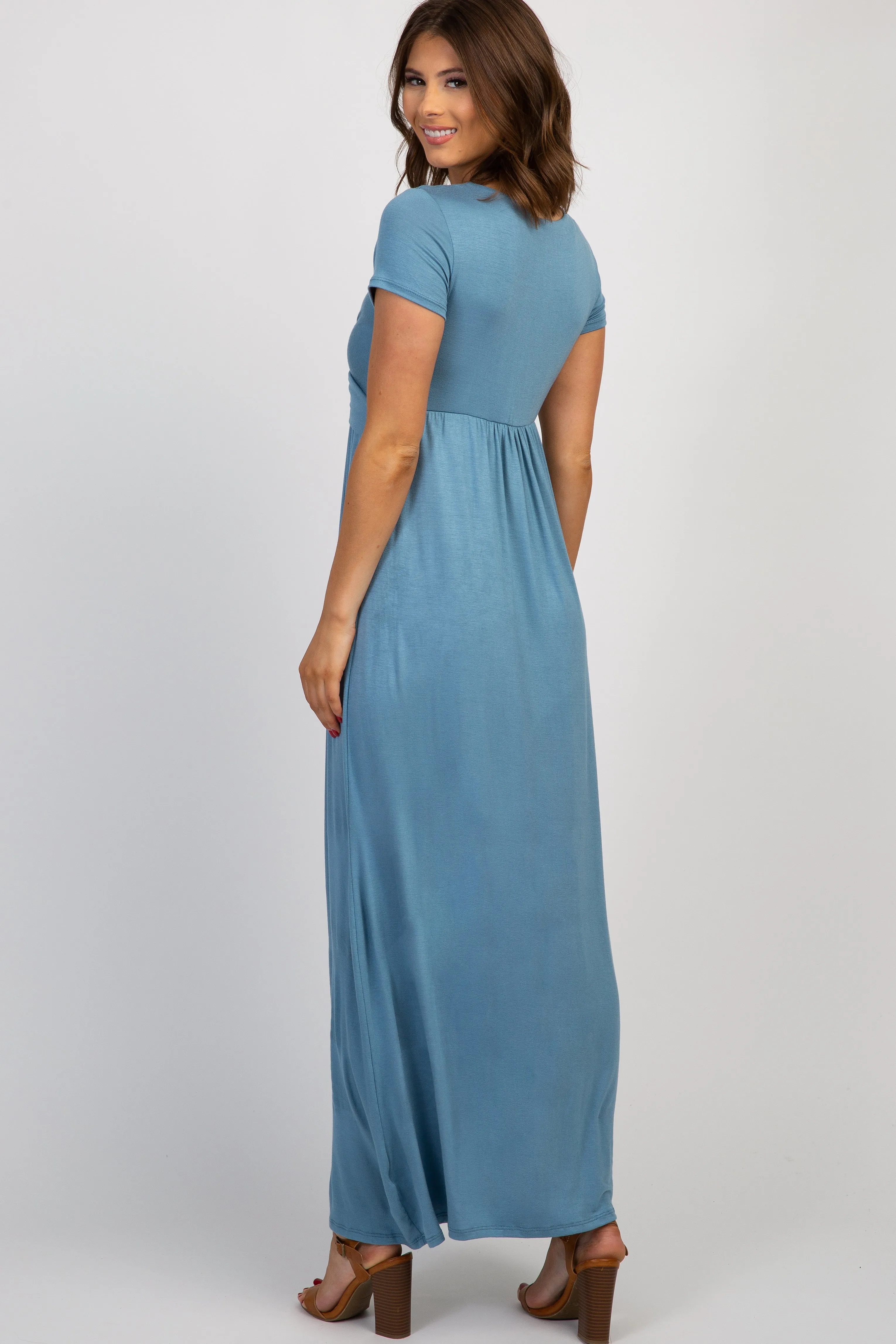 PinkBlush Blue Draped Nursing Maxi Dress sold by Pinkblush product image thumbnail 3