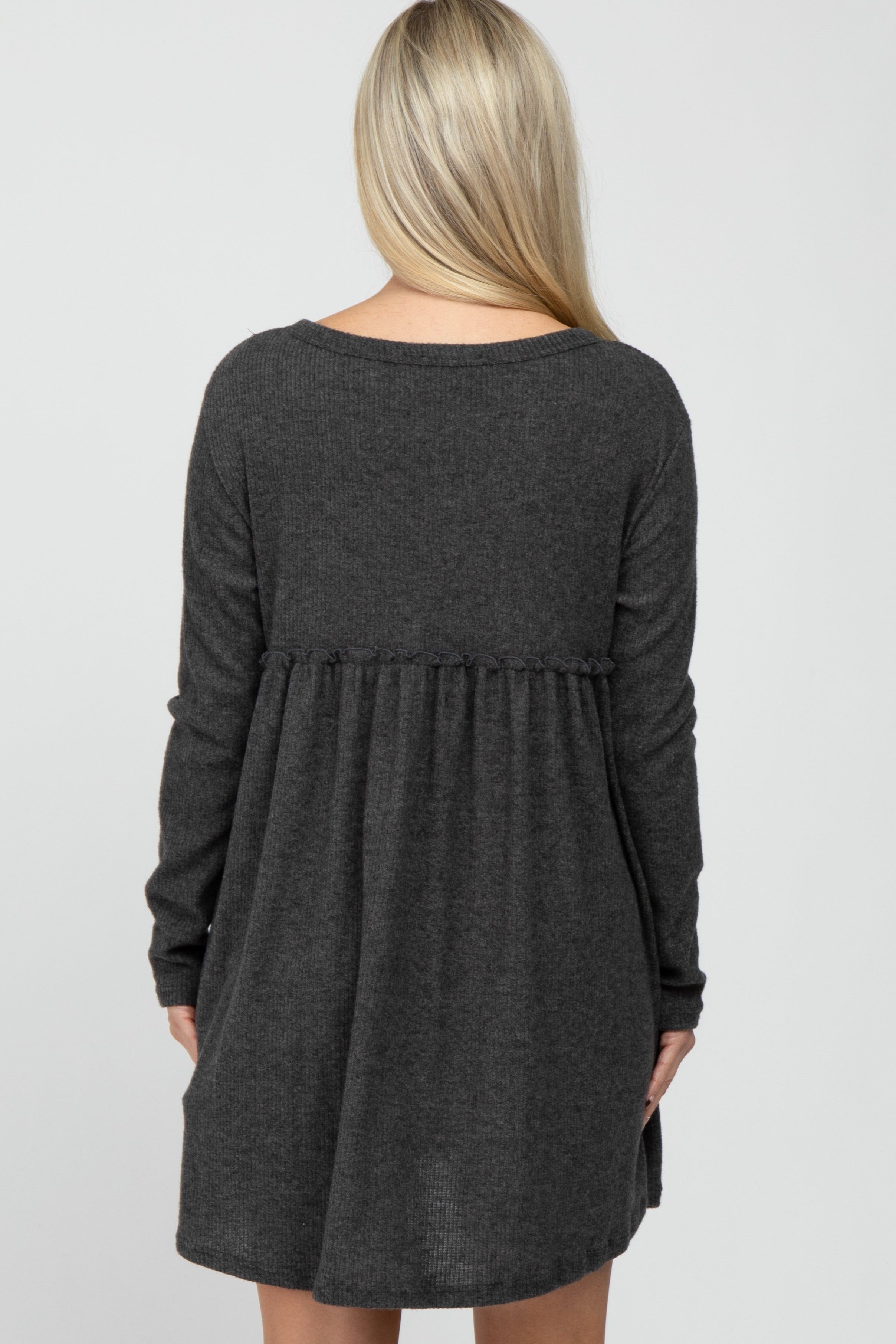 Charcoal Brushed Rib Button Accent Maternity Dress sold by Pinkblush product image thumbnail 4