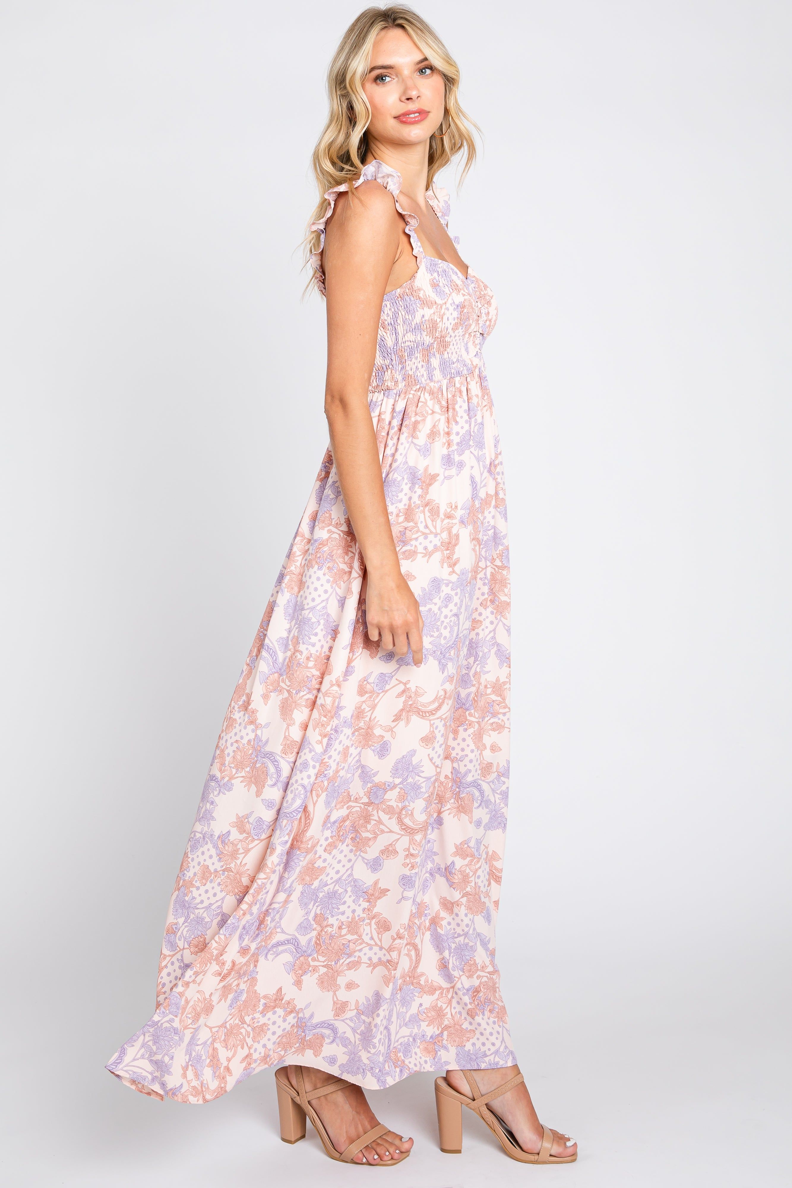 Light Pink Floral Sleeveless Maxi Dress sold by Pinkblush product image thumbnail 2