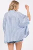 Light Blue Striped Collared Oversized Top sold by Pinkblush