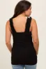 Black Ribbed Ruffle Strap Sleeveless Maternity Top sold by Pinkblush