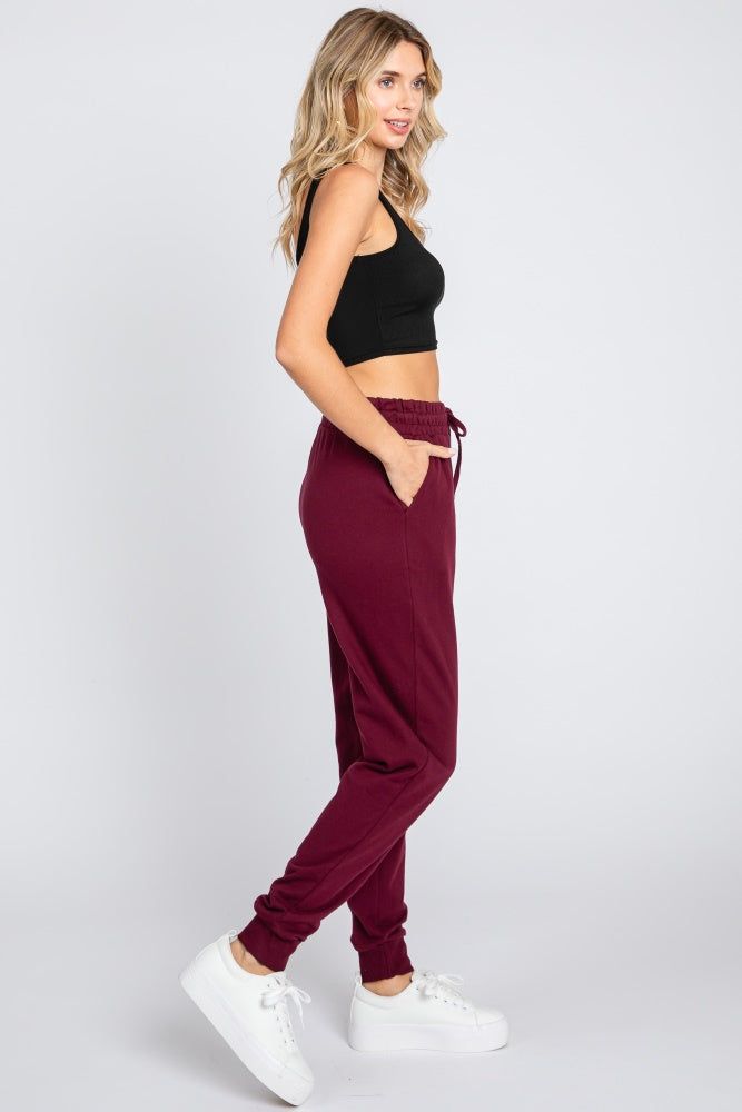 Burgundy Basic Drawstring Sweatpants sold by Pinkblush product image thumbnail 2