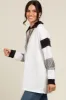 Ivory Striped Colorblock Collared Pullover Top sold by Pinkblush